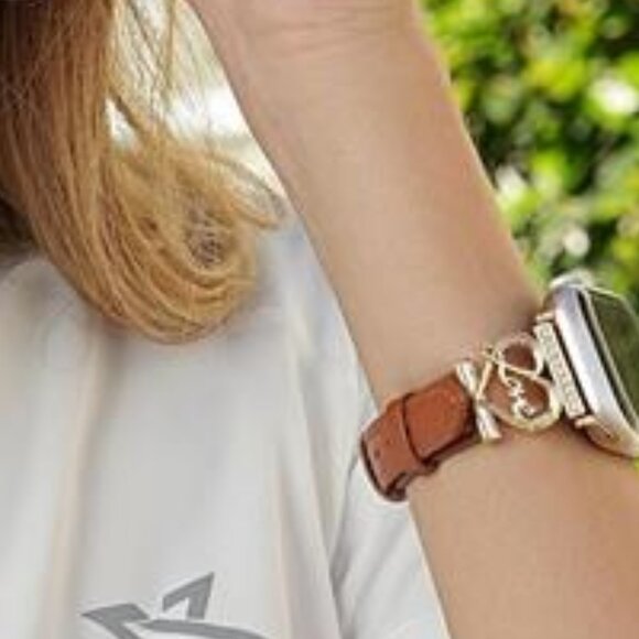 NEW Brown/Gold Leather Apple Watch Band - Picture 5 of 5